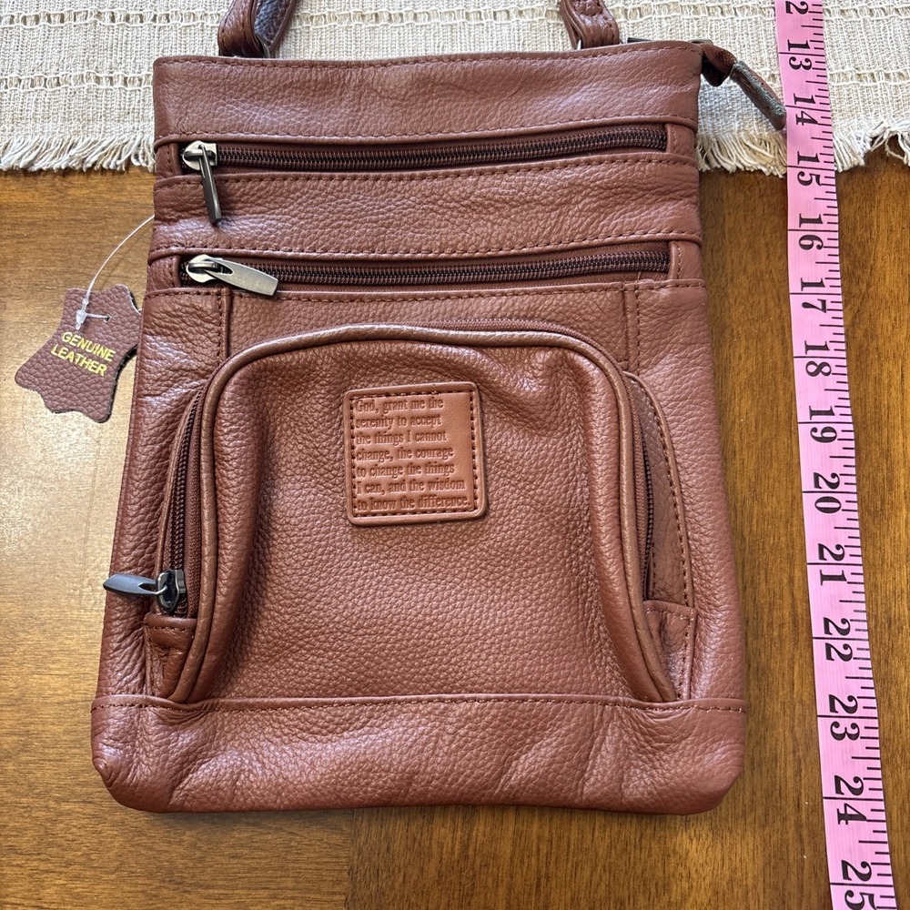 Steel Time Unisex‎ Genuine Leather Adjustable Crossbody With Serenity Prayer Bag